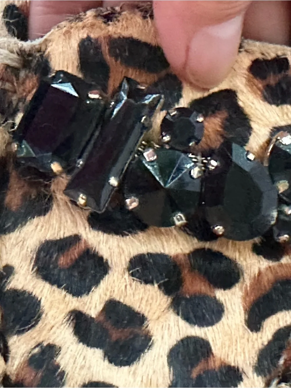 Vionic Leopard Print Jeweled Flats - Black, Tan